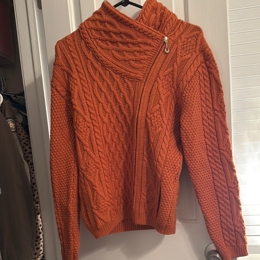 Original Aran Co Aran Sweater Market Ireland  Crossover Knit Cowl Wool Sweater